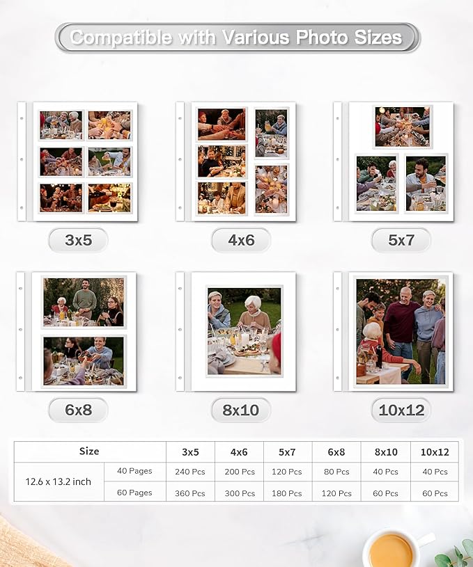 Popotop Photo Album Self Adhesive Scrapbook Album for 4x6 5x7 8x10 Pictures DIY Photo Book as Scrapbooking Supplies Kits, Birthday Gifts for Women Mom Wedding Baby Family Travel