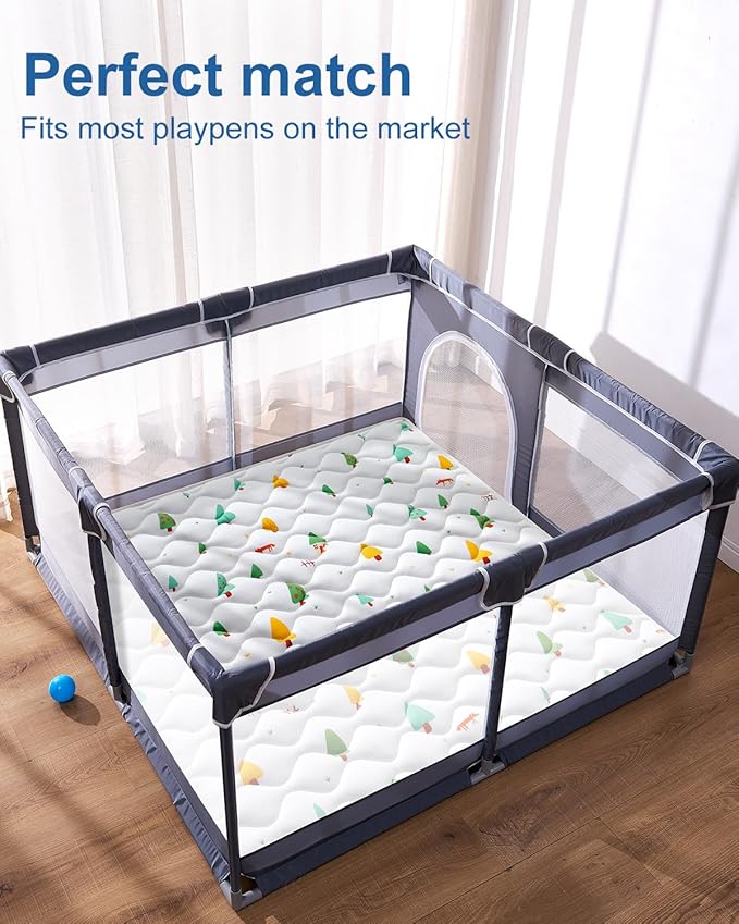 Odorless Premium Foam Baby Play Mat 79" x 71", Soft Microfiber Fabric Crawling Mat for Floor- Comfortable and Hypoallergenic, Non-Slip Cushioned Floor Playpen mat for Infants,Babies,Toddlers