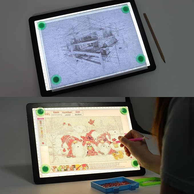 Zocelight Rechargeable A4 Light Pad with Built-in Stand,Super Bright Magnetic Light Table with Physical Buttons,Wireless Light Box for Tracing, Light Board for Diamond Painting,Sketching Weeding Vinyl