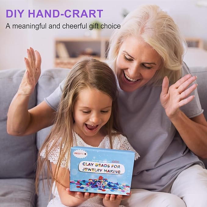 Redtwo 10000 Pcs Clay Beads Bracelet Making Kit, 3 Boxes 60 Colors Flat Preppy Beads for Friendship Bracelet Kit, Polymer Heishi Beads with Charms for Jewelry Making, Crafts Gifts for Teen Girls