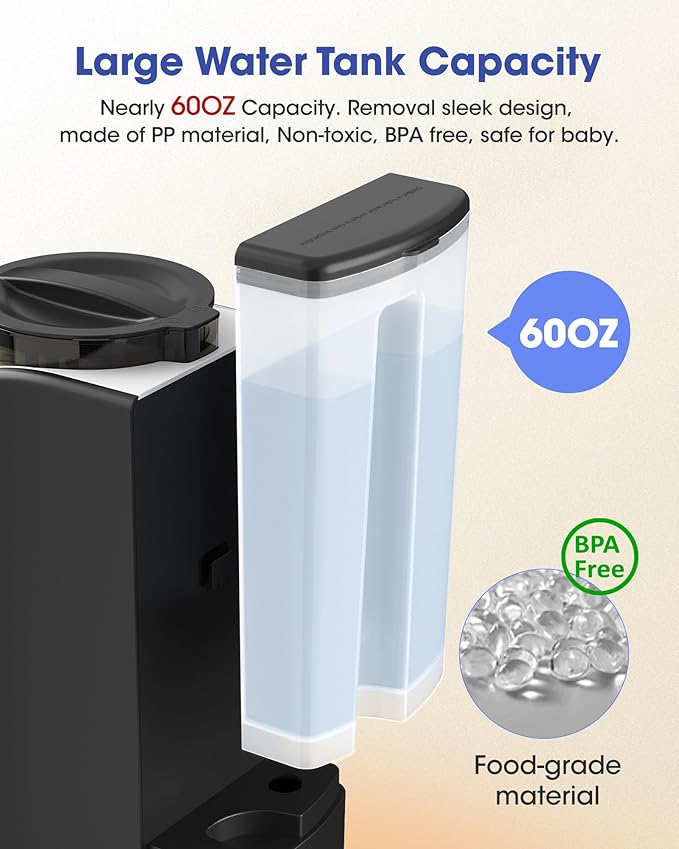 Instant Formula Maker, Fast and Customizable Formula Dispenser Machine with Accurate Temperature Control for Baby, Automatic Powder Blending for All Brands of Bottle and Formula, Black/White