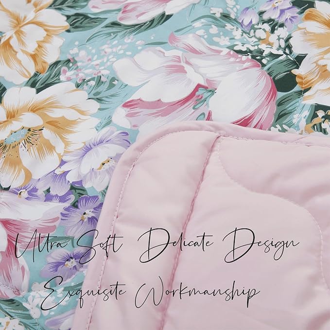 Brandream Crib Bedding Sets for Girls Garden Floral Nursery Set 3-Piece | Ruffled Baby Comforter, Crib Sheet and Tulle Lace Crib Bed Skirt, Green White