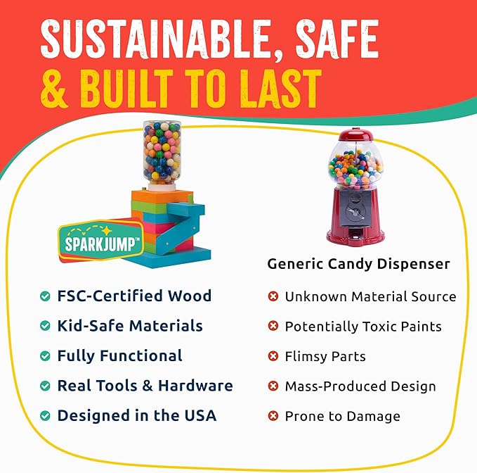 DIY Wood Building Kits, STEM Woodworking Kit for Kids, Creative Fun Craft Projects, Great Gift for Boys & Girls (Candy Dispenser, 1-Pack)