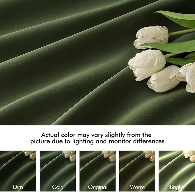 MIULEE Olive Green Back Tab Blackout Curtains 120 Inch Long 2 Panels Set for Bedroom, Rod Pocket/Pinch Pleated Extra Long Thermal Insulated Living Room Darkening Light Blocking 10FT Drapes