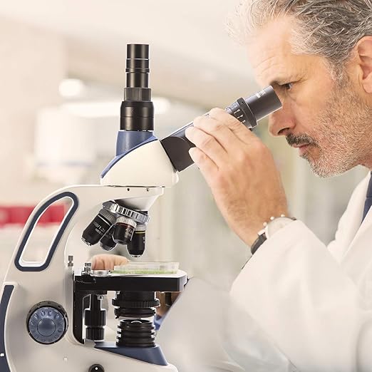 Swift SW380T 40X-2500X Magnification, Siedentopf Head, Research-Grade Trinocular Microscope Compound Lab with Wide-Field 10X/25X Eyepieces, Mechanical Stage, Ultra-Precise Focusing, Camera-Compatible