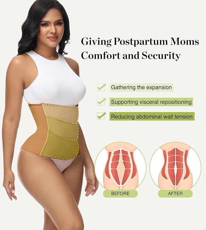 SHAPSHE Waist Trainer for Women Postpartum Recovery Wrap Waist Cincher Corset Shapewear Belly Band