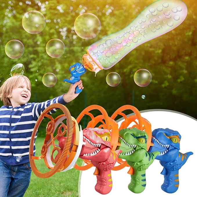 Dino Bubble Gun Bubble Machine for Dinosaur Bubble Blower Toy for Kids and Toddlers Bubble in Bubble Gun Party Favors Birthday for 3 4 5 6 7 8 9 10+Years Old Boys and Girls (Green)