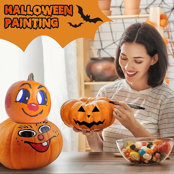 Betem 48 Colors Dual Tip Acrylic Paint Pens Markers, Premium Acrylic Paint Pens for Halloween Decorations, Wood, Canvas, Stone, Rock Painting, Glass, Ceramic Surfaces, Pumpkin Painting Kit DIY Crafts