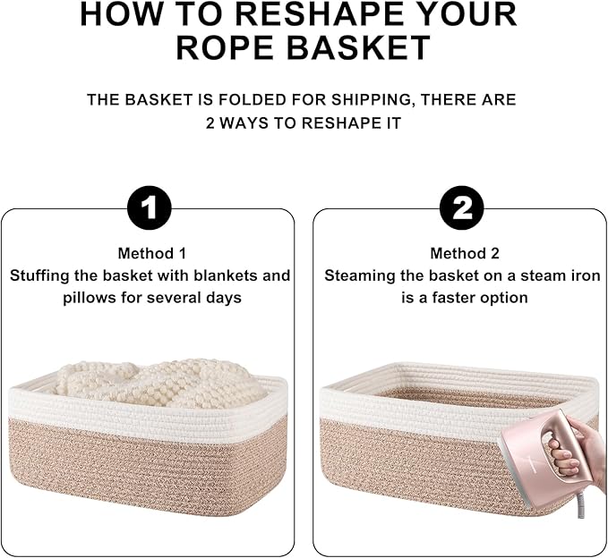 Storage Baskets for Organizing 3 Pack, Woven Baskets for Shelves, Closet Organizer Bins Empty Gift Basket Toy Storage for Toys, Books, Towels, Clothes, 15"x11.42"x6.7", Yellow