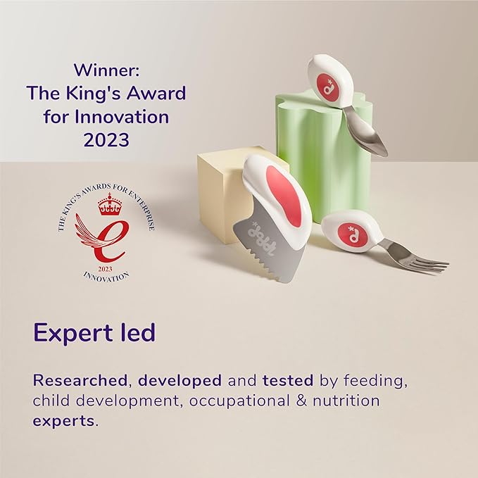 doddl Toddler Utensils, Ergonomic Fork Spoon and Knife Set for Self Feeding, Stainless Steel Silverware for 1-3 Year Olds, BPA Free, Dishwasher Safe (Magenta)