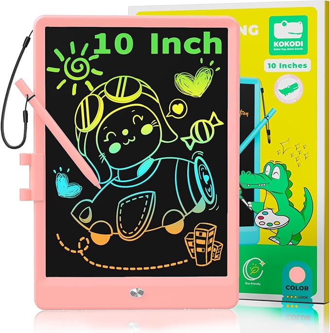 KOKODI LCD Writing Tablet, Valentines Day Gifts for Kids,10 Inch Colorful Toddler Doodle Board Drawing Tablet, Erasable Reusable Electronic Drawing Pads, Educational and Learning Toy for Kids