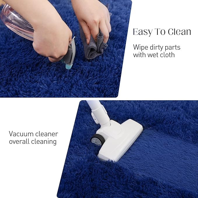 Navy Blue Rug, 4x5.8 Area Rugs for Living Room, Soft Plush Area Rugs for Bedroom, Non-Slip Indoor Carpet for Nursery, Study Room, Playroom