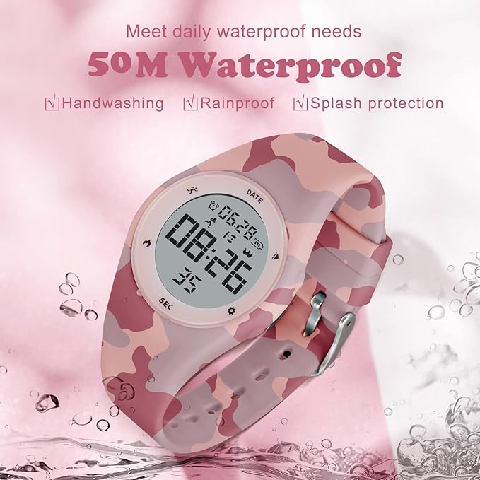 Kids Watches for Girls Boys Digital Sport Watch with Step Counter Pedometer Vibration Alarm Clock, No App Waterproof Fitness Tracker Kids Watch Boys Girls Teens Students Ages 5-16