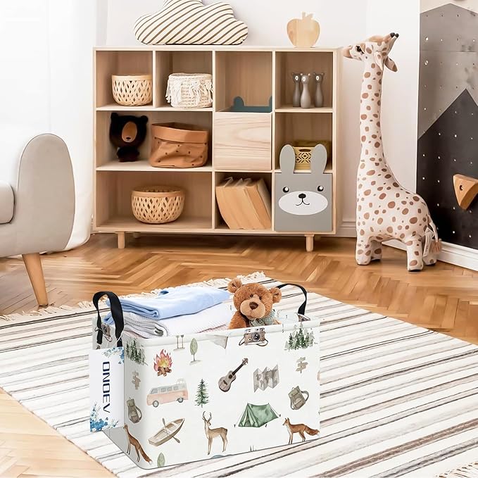 Rectangular Folding Laundry Basket,waterproof Canvas Basket,gift basket,Suitable for children's room,Office,Clothes,Toys Storage(Outdoor adventure)