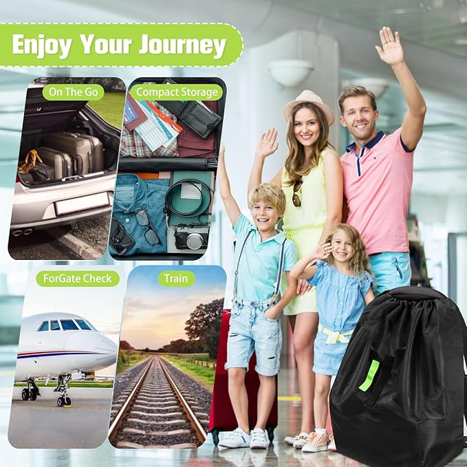 Car Seat Bags For Airplane Travel, Durable Carseat Cover For Air Travel Car Seat Travel Bag with Shoulder Straps and 2pcs Luggage Tags For Airplane