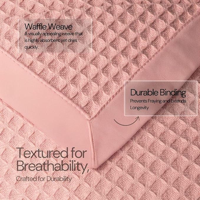 Salt Earth GOTS Certified 100% Organic Cotton Throw Blanket, 60" X 80" Blankets & Throws for Bed, Throw Blanket for Couch,Modern & Cozy Blanket, All Season Waffle Blanket, Soft Blanket (Misty Rose)