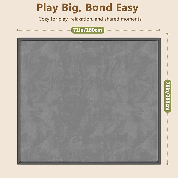 Baby Play Mat for Floor, 1.3'' Thick Memory Foam Tummy Time Mat - Super Soft Coral Velvet Nursery Rug with Non-Slip Backing, Crawling Rug for Toddlers/Infants, Yoga & Tatami Use, 71''x 79''