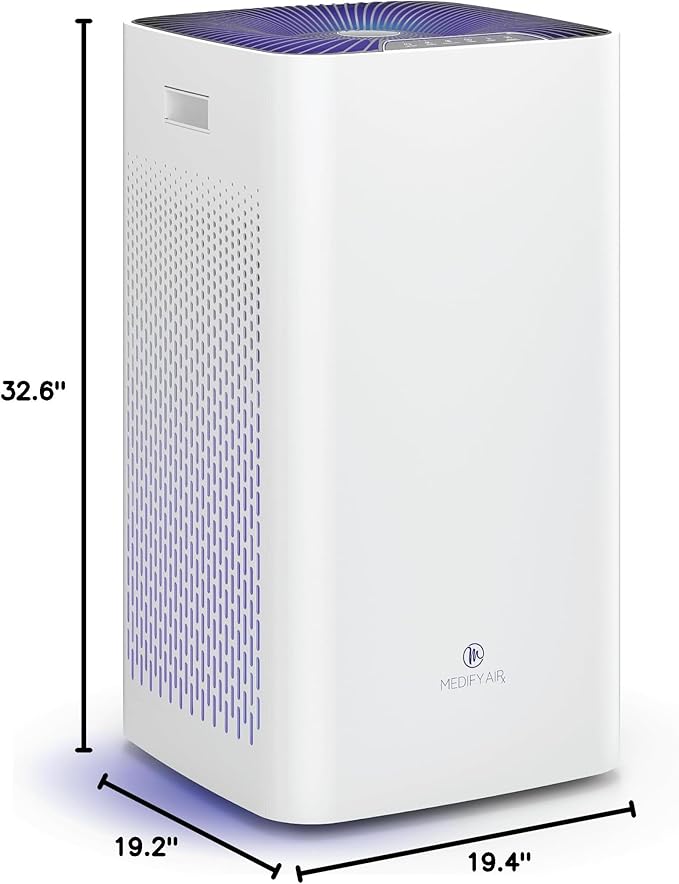 Medify MA-112 UV Light Air Purifier with True HEPA H14 Filter | 4,455 ft² Coverage in 1hr for Wildfires Smoke, Odors, Pollen, Pets | Removal to 0.1 Microns | White, 1-Pack