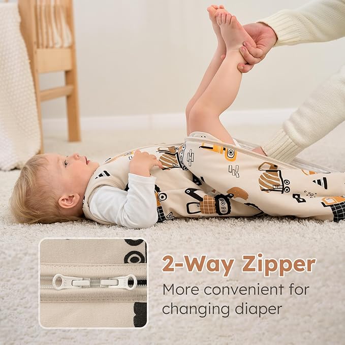 Yoofoss Baby Sleep Sack 6-12 Months, 1.5 Tog Baby Wearable Blanket with 2-Way Zipper, 100% Cotton Organic Fabric Winter Infant Sleeping Sack, Warm Soft Comfy