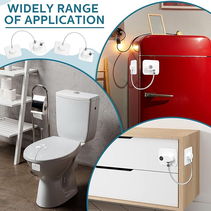 12 Pack Refrigerator Lock with 12 Keys Fridge Locks Combination Adhesive Child Safety Cabinet Freezer Door Lock Adult File Drawer Kitchen Appliance Furniture Closet(White)