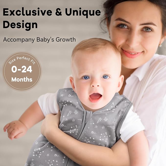 Baby Sleep Sack 18-24 Months 3 Pack 100% Cotton Lightweight 0.5 TOG Wearable Blanket Baby Sleep Bag with 2-Way Zipper for Infant Toddler