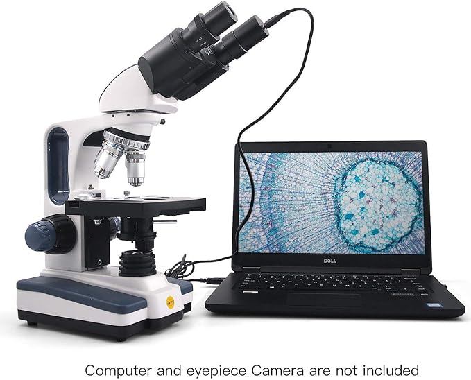 SWIFT SW350B 40X-2500X Magnification, Siedentopf Binocular Head, Research-Grade Compound Lab Microscope with Wide-Field 10X and 25X Eyepieces, Mechanical Stage, Abbe Condenser
