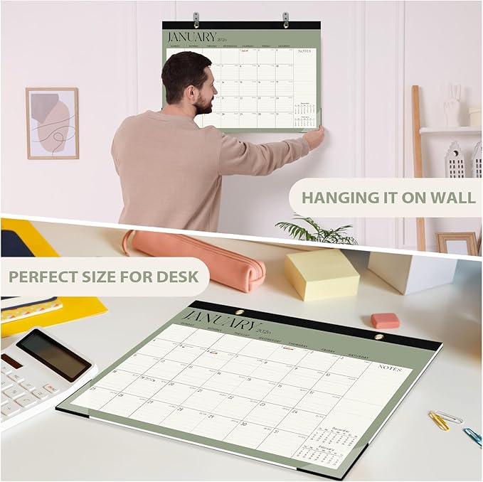 2026 Desk Calendar, Large Desktop/Wall Monthly Calendar (Jan. 2026 - Jun. 2027) 17'' x 12'' School Year Desk Planner for Teacher Family Office Supplies