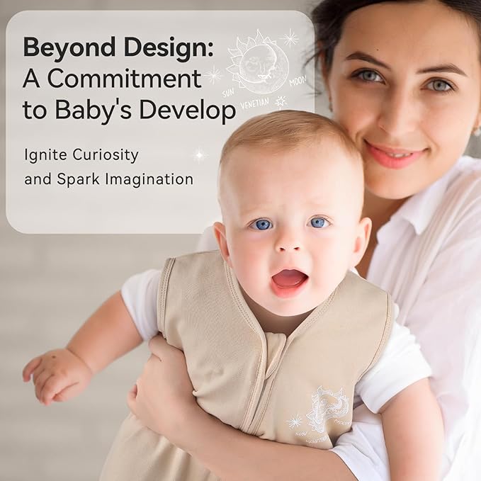 Baby Sleep Sack 6-12 Months 3 Pack 100% Cotton Lightweight 0.5 TOG Wearable Blanket Baby Sleep Bag with 2-Way Zipper for Newborn Infant Beige