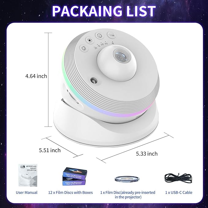 Meteor Galaxy Projector, 13 in 1 Planetarium Star Projector Realistic Starry Sky Night Light with Solar System Constellation Moon for Kids Adults Bedroom Ceiling Home Theater Living Room Decor