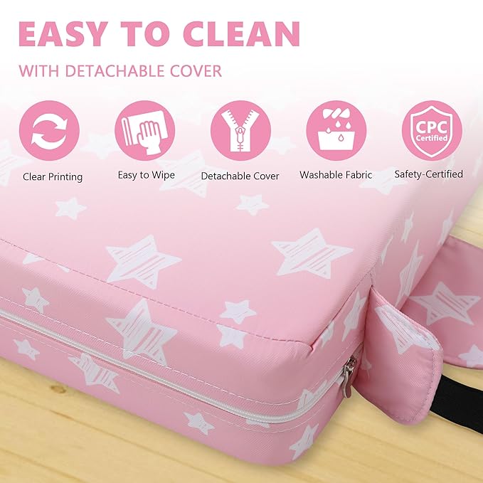 Booster Seat for Kitchen Chair with Adjustable Straps, Toddler Booster Seats for Dining Table Portable for Travel Camping Eating, Booster Cushion for Table for Baby Child Infant Kid Boy Girl