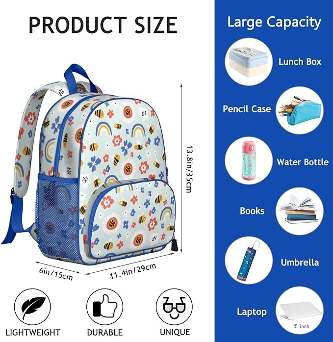 Toddler Backpack for Girls 3-8: Preschool Kindergarten Backpack - Cute Kids Backpacks for Girls Boys-Bee