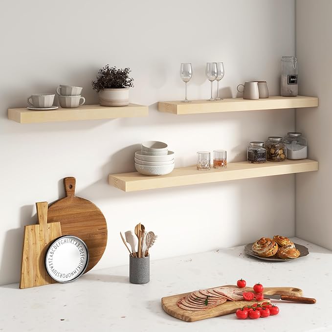 Floating Shelves for Wall, USA-Sourced Maple Wood 48 Inch Long Wall Shelves, Natural Wooden Mounted Picture Ledge Shelf, Nursery Book Storage Shelf Kids Bookshelf, Display Shelf for Bathroom