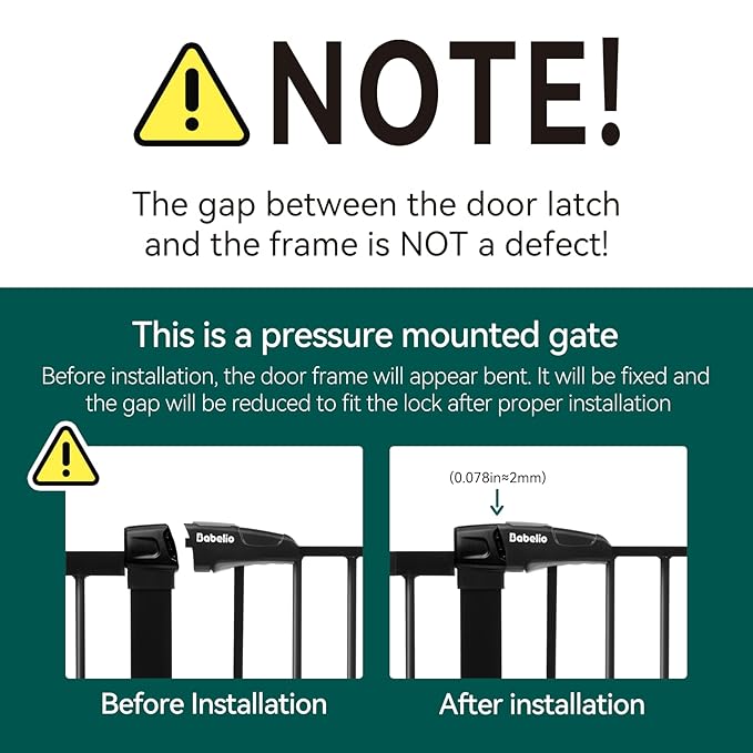 Babelio Metal Baby Gate, 29-48" Auto Close Easy Install Pet Gate, Extra Wide Walk Thru Child Safety Gate, Pressure Mounted Dog Gate for Doorways and Stairs, with Y Spindle Rods, Black