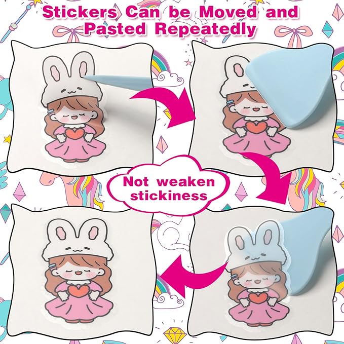 Reusable Sticker Book 60 Sheets, Sticker Collecting Book Album, Reusable Sticker Album, Sticker Organizer, Blank Sticker Book for Children, Sticker Keeper Book with Tweezer and Spatula, A5