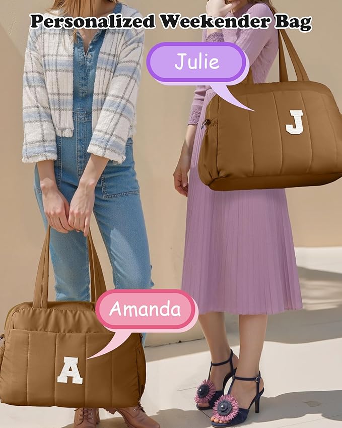 Duffle Bag with Letter, Carry On Bags for Women,Overnight Bag with Wet Pocket,College Girl Gift-Lightweight Travel Bags Personalized Gym Tote with Makeup Pouch