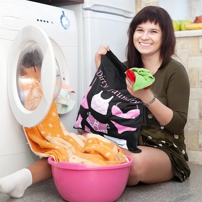 Shappy 2 Pcs Large Travel Laundry Bag Washable Waterproof Wet Dry Large Dirty Clothes Bag Bathing Workout(Dress Style)