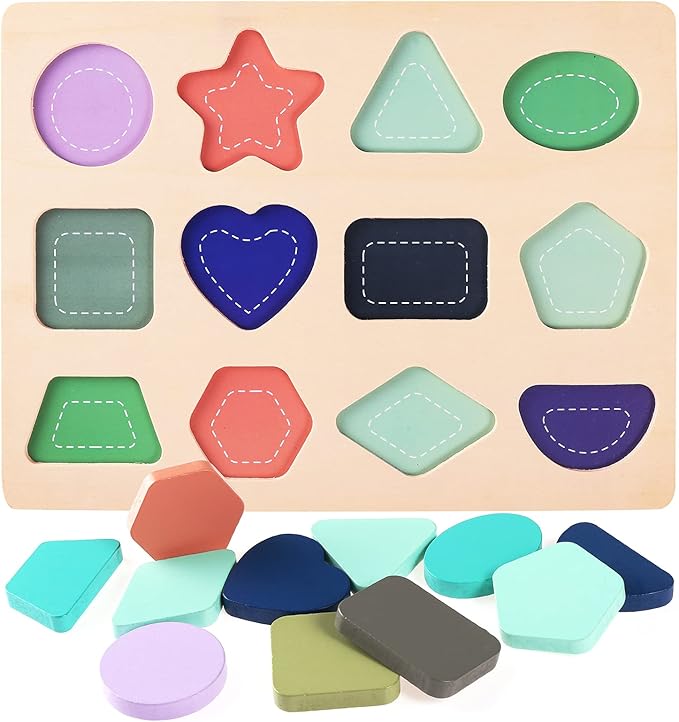 Wooden Puzzles for Toddlers, Kesletney Wooden Alphabet Number Shape Learning Puzzles for Kids, Preschool Educational Toys Gift for Boys Girls Ages 3 4 5 6 Years Old