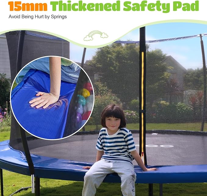 ORCC 1200LBS Weight Capacity Trampoline 16 15 14 12 10 8FT Outdoor Yard Trampolines for Kids Adults Outdoor Yard Trampolines for Kids Adults