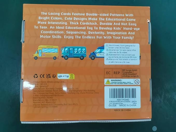 9 Pieces Kids Lacing Cards, Double Sided Sewing Cards in 9 Vehicle Cards with 9 Colorful Laces, Imagination Development Lacing Toys Games for Children Educational and Learning Activity