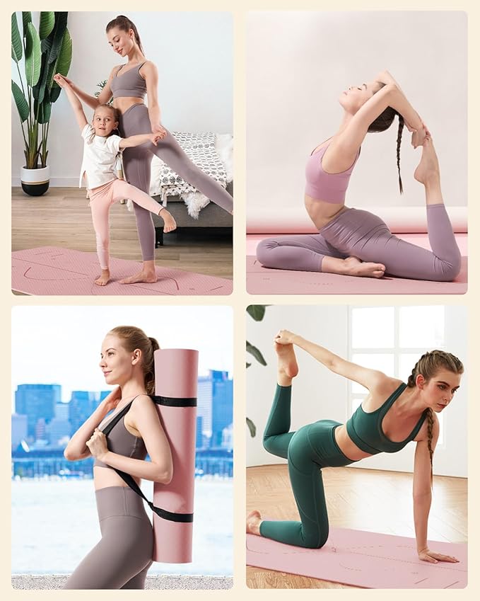 YOTTOY Yoga Mat, 72"x 32"x1/3" Extra Wide Non-Slip Exercise Fitness Yoga Mats,Eco-Friendly TPE Exercise Mats for Women Men Home Workout with Strap Bag