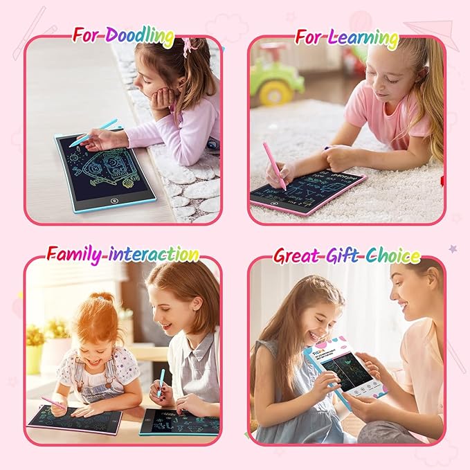 TECJOE 2 Pack LCD Writing Tablet, 10 Inch Colorful Doodle Board Drawing Tablet for Kids, Kids Travel Learning Toys Christmas Birthday Gifts for 3 4 5 6 Year Old Boys and Girls Toddlers