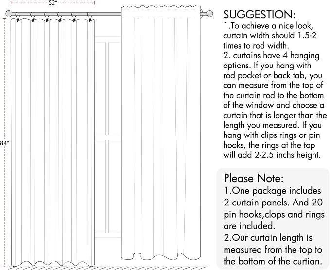 ANRODUO Back Tab Blackout Curtains for Bedroom Living Room, Rod Pocket Pinch Pleated Thermal Insulated Room Darkening Curtains 96 Inches Long 2 Panels, Cream Beige, 52 x 96 Inch