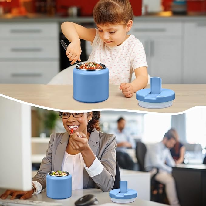 26oz Kids for Hot Food, Insulated Vacuum Food Jar with Buckle Lid, Stainless Steel Wide Mouth Leak Proof Insulated Lunch Container for School Picnic Travel, Sky Blue