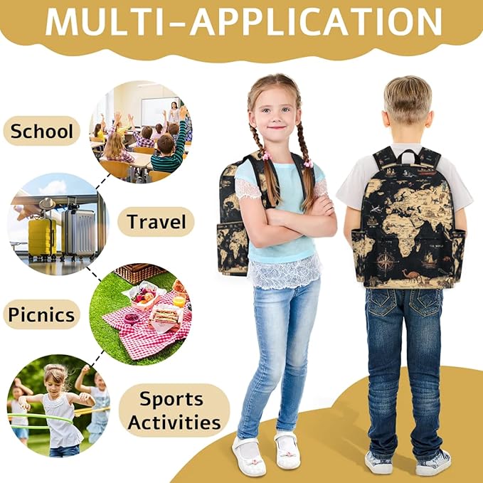 Toddler Backpack for Boys Kids, Cute Preschool Kindergarten School Bags for Girls Bookbag Daycare Travel Daypack, 15 Inch(World Map)