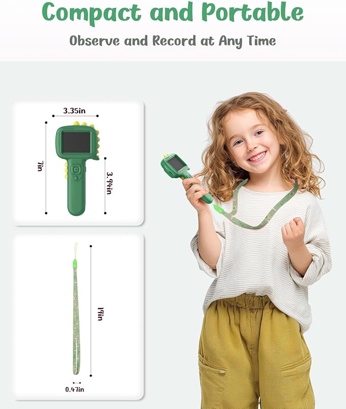 Microscope Camera for Kids Gifts Toys- Handheld Pocket Microscopes with 2.4" Screen and Autofocus - Mini Digital Educational Science Kit for Christmas Birthday for Age 3-5 5-7 8-12 Girls Boys (Green)