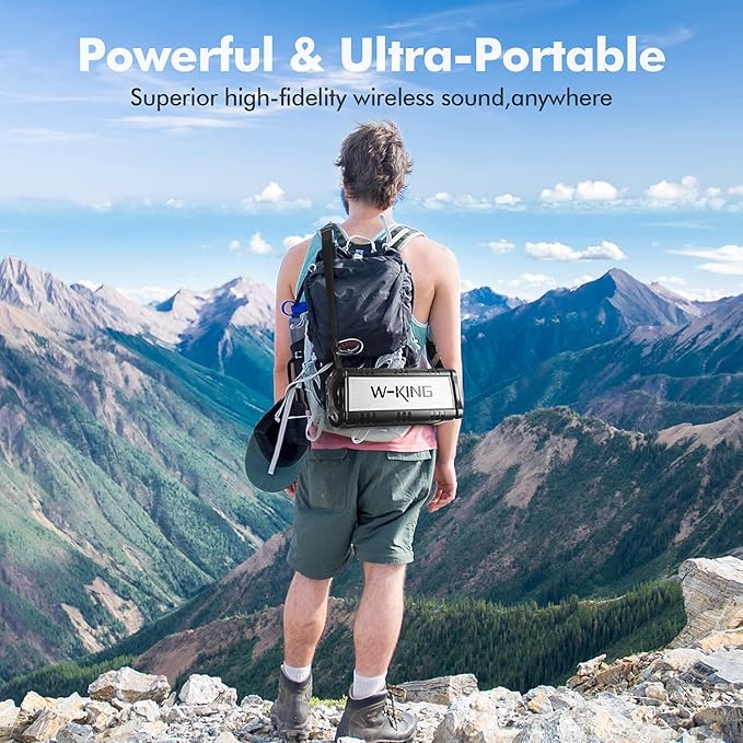 W-KING 90W Peak 50W RMS Powerful Bluetooth Speaker - IPX6 Waterproof, Large Outdoor Portable Wireless Deep Bass, 40H Playtime, Power Bank, TF-Card, AUX, NFC, EQ