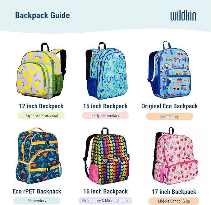 Wildkin 12-inch Kids Backpack – Padded, Adjustable, Ideal for Daycare & Travel - Robots