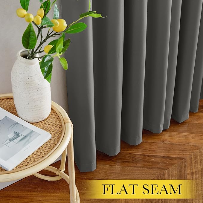 NICETOWN 100% Blackout Curtains 63 inch Length, Grommet Portable Curtains Thermal Insulated Lightweight Window Treatments Privacy for Travel/Bedroom, Dark Grey, W52 x L63, 2 Panels