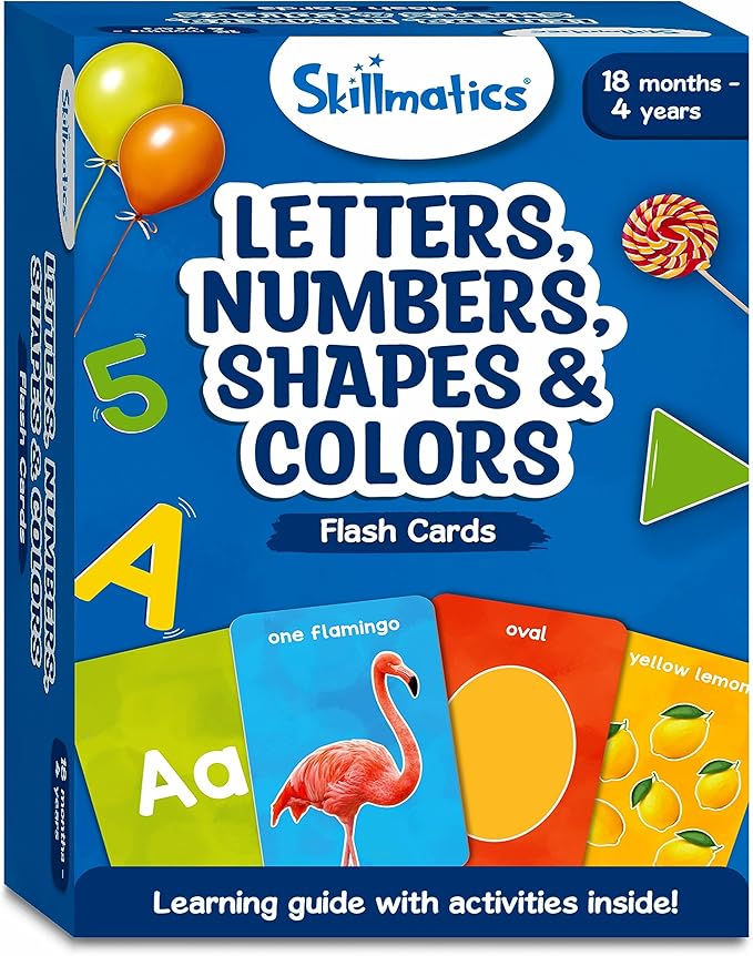Skillmatics Thick Flash Cards for Toddlers - Letters, Numbers, Shapes & Colors, Montessori Toys, Preschool Learning Activities, Learning Aids, Gifts for Kids Ages 1, 2, 3, 4 Years