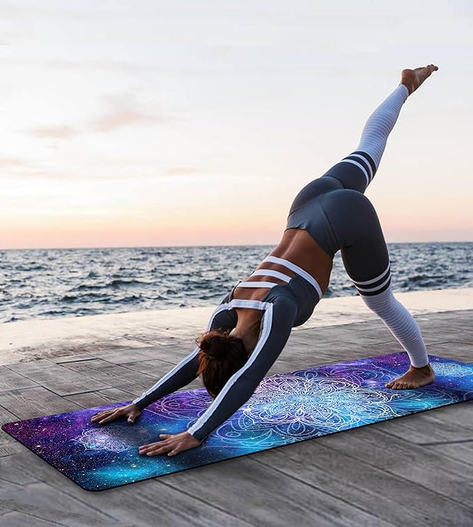 Non Slip Yoga Mat TPE Workout Mat for Men Women, Thick Workout Mat with Carrying Strap, Fitness Mats for Exercise, Yoga, Fitness, Pilates, Floor Workouts (72" x 24" x 6mm)